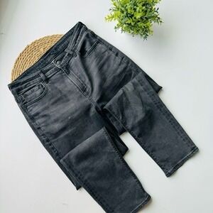 American Eagle‎ Highest Rise Distressed Black Wash Denim Mom Jeans Size 8